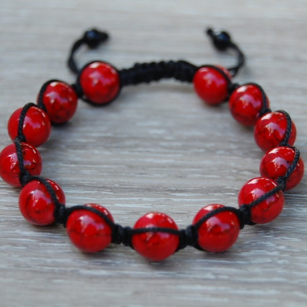 Tibetan Shamballa Style Bracelet,Large 10mm Beads,Drawstring Bracelet